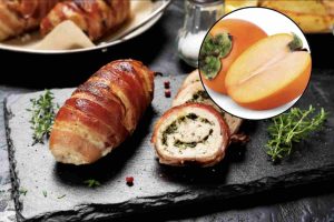 involtini di maiale farciti con la dolcezza dei cachi, la sapidità del prosciutto crudo e la cremosità del formaggio caprino